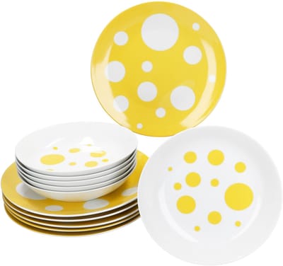 MamboCat 12-delig servies PULA GEEL porselein voor 6 personen