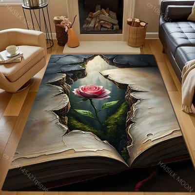 Rozen in de Spleten Print Tapijt voor Slaapkamer Woonkamer Bedzijde Bank Vloermat Moderne Huisdecoratie Gebiedskleed Groot Formaat 40x60cm (16x24in) black