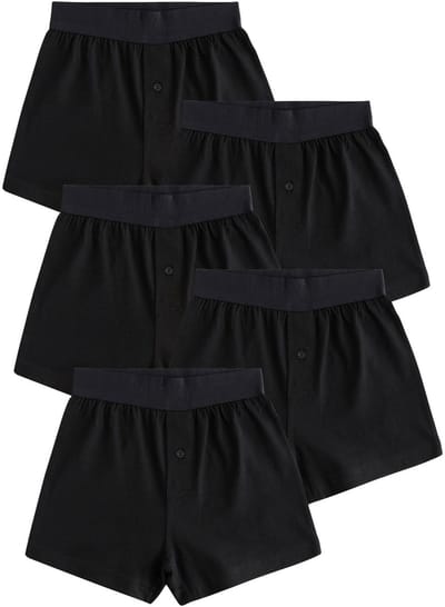 Next - Jongens - Set van 5 boxershorts van 100% katoen met ruimvallende pasvorm - Zwart