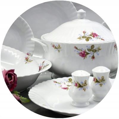 Servies Iwona 27-delig voor 6 personen, wit porselein