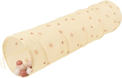 Selonis Jongens En Meisjes Speeltunnel met 100 ballen - Opvouwbare Constructie Met Metalen Strengen Draagtas - Stimuleert Kruipen Coördinatie Binnen En Buiten - Lichtbeige: Pastelbeige/Zalmkleurig/Wit