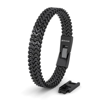 SERASAR | Premium roestvrijstalen armband heren [Franco] | Waterdicht | Veilige sluiting | Inclusief sieradendoosje | Kleur: Zwart | Lengte: 17 cm