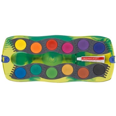Faber-Castell waterverfdoos Connector Dino - 12 kleuren + 1 tube witte opaque verf - FC-125036