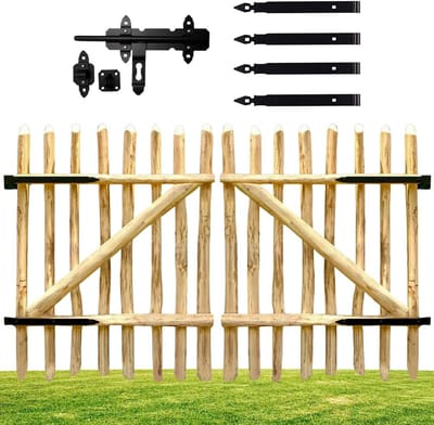 Tuinpoort Hazelnoot - Dubbele Poort - Toegang Creëren - Milieuvriendelijk Hout - 200 cm Breed - Natuurlijk Hout