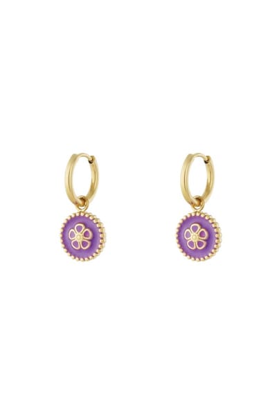 Oorbellen met een bloemenmotief purple