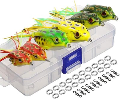 Kikker Vissen Lure Set met Tackle Box voor Roofvissen - Meerkleurig - Zacht Kunstaas voor Snoekforel, Musky en Meer
