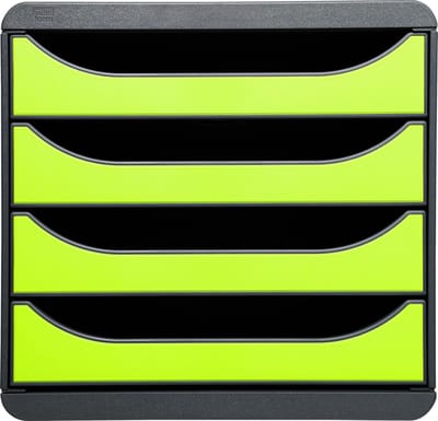 Dailygoody - Ladebox - Bureau - kantoor BIG-BOX met 4 laden voor A4+ documenten - Zwart/Apple groen - Innovatief ontwerp - Perfect voor organisatie - ..