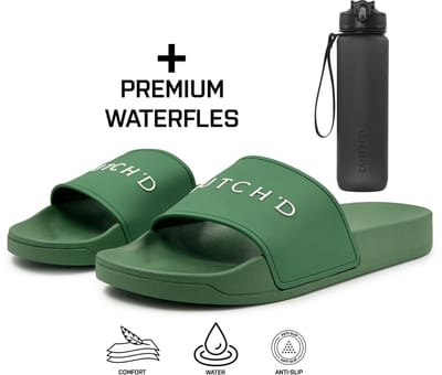 Badslippers + Waterfles Cadeau! - Badslippers Heren - Badslippers Dames - Slippers Heren en Dames - Dubbele maten - Unisex - Slippers - Badslipper - Maat 37/38 - Groen - Anti Slip- Sauna slippers