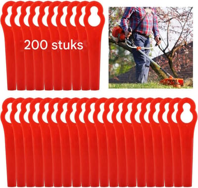 GELLDG Vervangmes voor Grasmaaier - 200 Stuks - Kunststof Ersatzklingen - 84x20mm met 12mm en 7mm Gaten - Snelwissel zonder Gereedschap - Geschikt voor Elektrische en Accu-Rasentrimmers