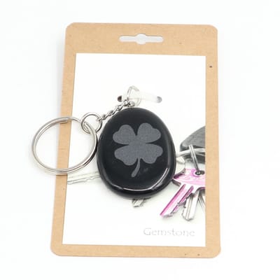 Keychain Klavertje vier zwart