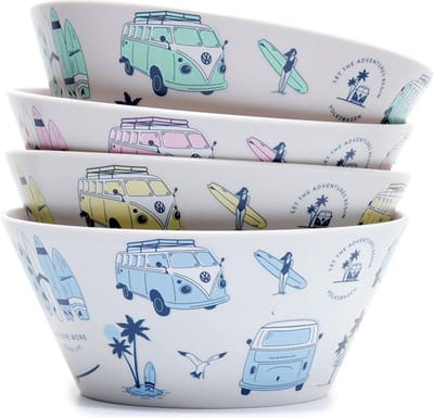 Set Picknick/Camping Schaaltjes RPET - Volkswagen T1 Camper Explore More - 4 stuks - 6,5x14,5cm