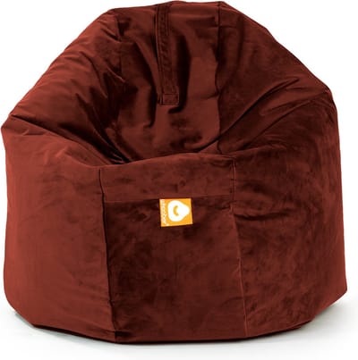 Whoober ronde zitzak Ibiza XL velvet bordeaux rood - Wasbaar - Zacht en comfortabel
