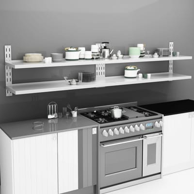 vidaXL - Wandschappen - zwevend - 2-laags - 2 - st - 300x30 - cm - roestvrij - staal