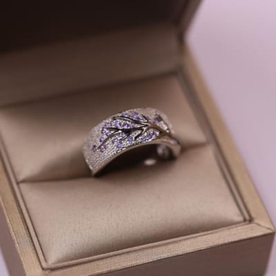 Nieuwste Glanzende Takring Van Rood /Blauw /Groen /Paars Kristal Bladeren Ringen Voor Vrouwen Unieke Punk Tak Trouwring Sieraden 11