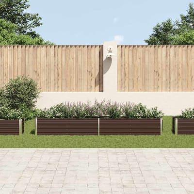 vidaXL - Plantenbak - verhoogd - 320x40x45 - cm - gegalvaniseerd - staal - bruin