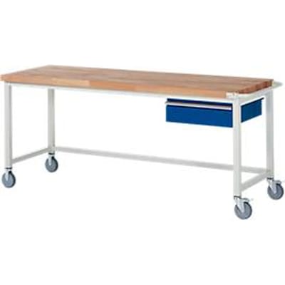 Werkbank serie 8000, verrijdbaar, met hangende schuiflade, B 2000 x D 700 x H 880 mm