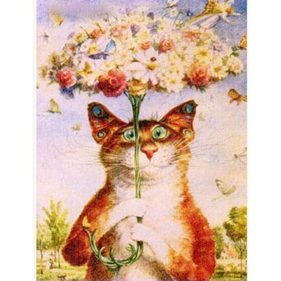 Kit Point de Croix Broderie Diamant DIY parapluie chat Peinture Diamant Mosaïque Ronde Complète Décoration Maison 20X30CM brown
