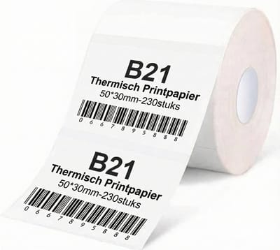 Niimbot labelprinterrol B21(S/Pro)/B1/B3S(pro)/K3/B31 - 50x30mm - 230 vellen - wit