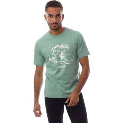 Levis Heren-T-shirt met ronde hals en boyfriend-pasvorm met grafische print (Groen)