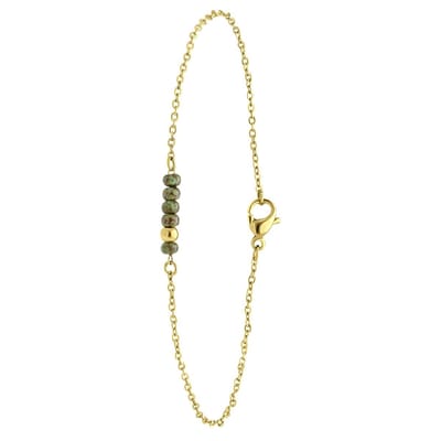 Lucardi Dames Gerecycled stalen goldplated armband met kralen - Armband - Staal - Goudkleurig - 20 cm