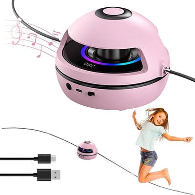 Ynkkvre -Intelligente Springtouwmachine - Slag-Springmachine - Met Bluetooth-Luidspreker En LED-Teller Voor Prestatievolgen + Draadloze Afstandsbediening - 1 Stuks - Voor Thuisgebruik/Gezin roze