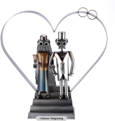 XXL Metalen Figuur Bruidspaar met Hart - Handgemaakt Cadeau voor Bruiloft en Jubileum