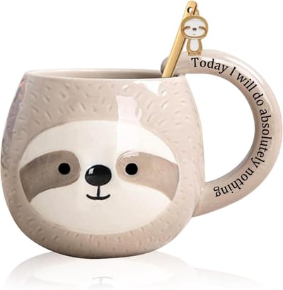Schattige 3D Sloth Mok - Unieke Dierenkop Theemok, Leuke Keramische Drinkbeker voor Sloth Liefhebbers, Originele Cadeaus voor Vrouwen en Mannen, Verjaardag en Kerstcadeaus