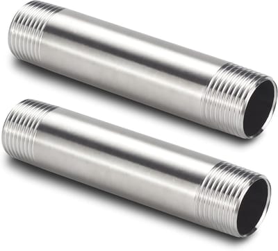 Set van 2 Tap Extensies 1/2 inch x 100 mm DN15 Draadverbinding RVS Koppeling voor Drinkwaterinstallatie en Sanitair