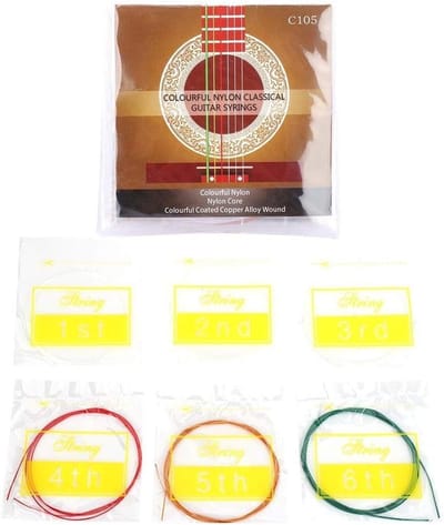 Set van 6 metalen gitaar snaren voor akoestische en klassieke gitaren, inclusief nylon snaren en accessoires voor optimale prestaties