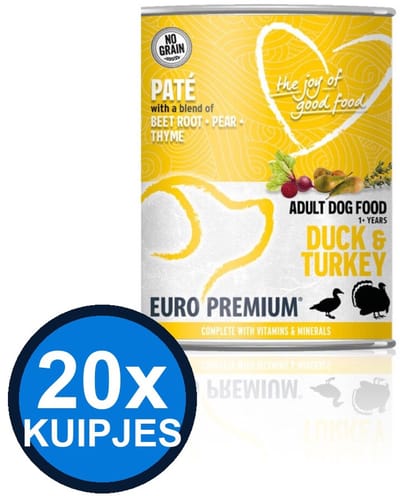 20x Euro-Premium - Pate Adult Duck & turkey - Hondenvoer Natvoer - 400 g