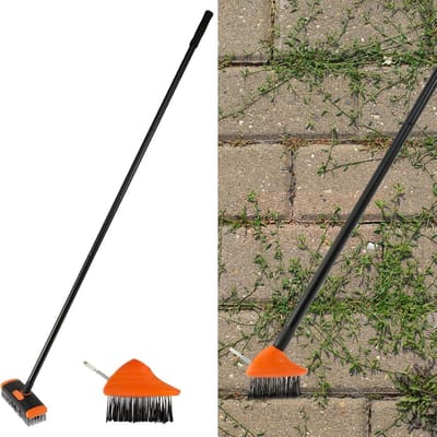 Onkruidborstel met Telescopisch Handvat (133cm) - Inclusief Rechte en Driehoekige Kop voor Terras en Bestrating