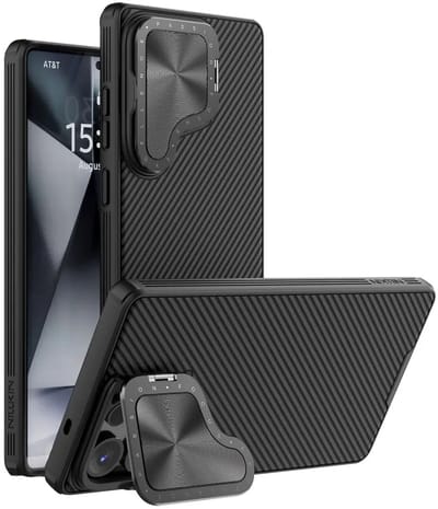 Nillkin CamShield Prop Magnetic - Hoesje Geschikt voor Samsung Galaxy S25 Ultra - Compatibel met MagSafe en Qi2 - Back Cover met Camera Bescherming / Standaard - Zwart