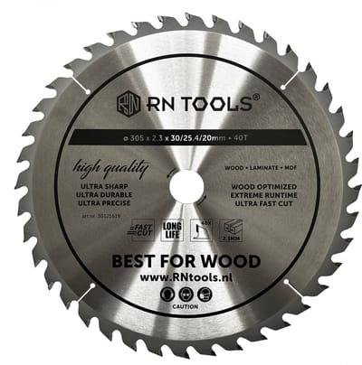 RNtools Cirkelzaagblad 305 x 30 mm - 40 tanden - voor Hout, Hardhout, Laminaat, MDF, Multiplex