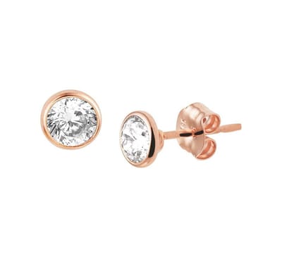YO&NO - Oorbellen - Rosegoud - Oorknoppen - Zirkonia - 5mm - Sieraden vrouw - 14k - 585 Goud