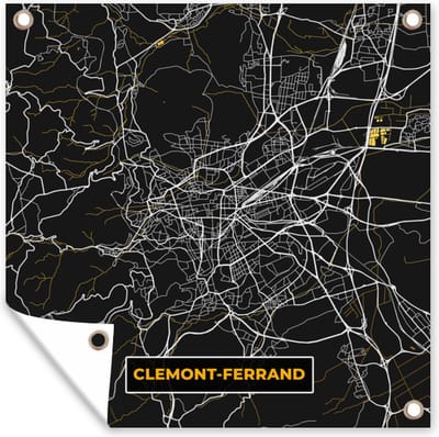 Tuin poster Clemont-Ferrand – Plattegrond – Frankrijk – Kaart – Stadskaart - 200x200 cm - Tuindoek