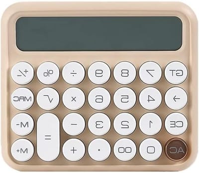 Rekenmachine Bureau - Financieel LCD - Dagelijkse Berekeningen - Mechanische Toetsschakelaars - 12 Cijfers - Beige