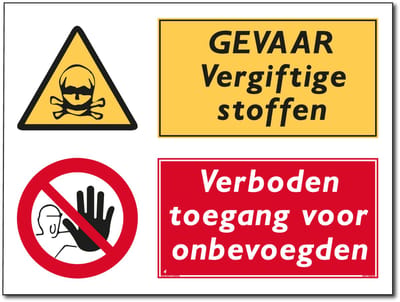 Giftige stoffen bord - Verboden toegang voor onbevoegden - Forex - 30 x 40 cm - Weerbestendig