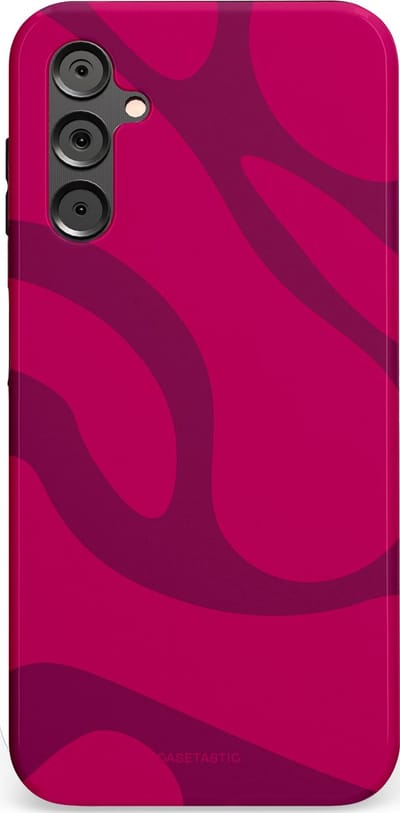 Casetastic hoesje geschikt voor Samsung Galaxy A14 (2023) 5G / Samsung Galaxy A14 (2023) 4G - Dubbellaagse bescherming - Violet Paarse Golven - Fashion Case - Roze