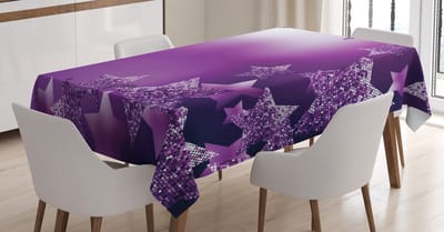 ABAKUHAUS kersttafelkleed, achtergrond van kerststerren, gepersonaliseerde print heldere kleuren zonder vervaging Wasbaar voor buitenruimte, 140 x 240 cm, paars