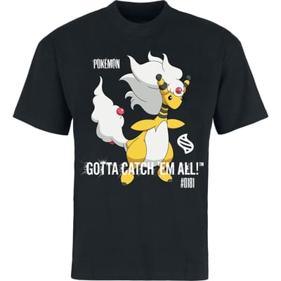 Pokémon - Gaming T-shirt - Mega - Ampharos - S tot XXL - voor Mannen - zwart