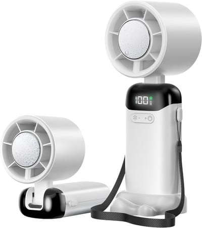 VHV - Handventilator - 5-in-1 turbo fan met koelstand - 5000mAh en LED display - Voor hand, nek en bureau