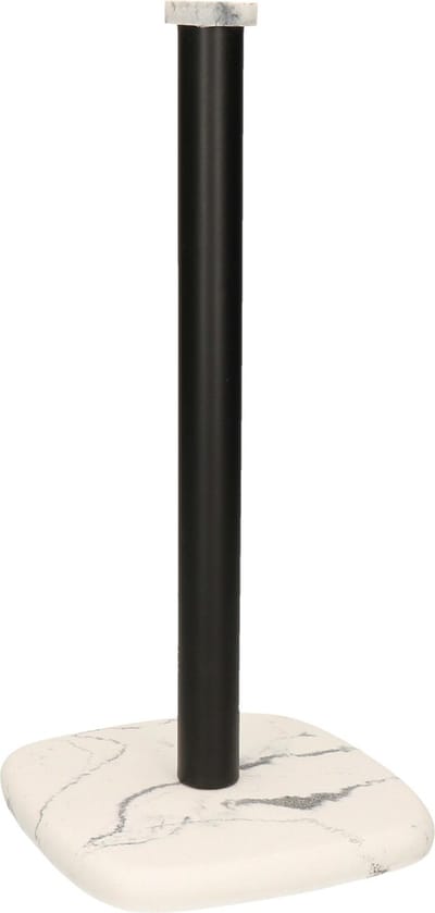 Kunststof keukenrolhouder marmerlook 25 cm - Keukenpapier/keukenrol houders - Wit