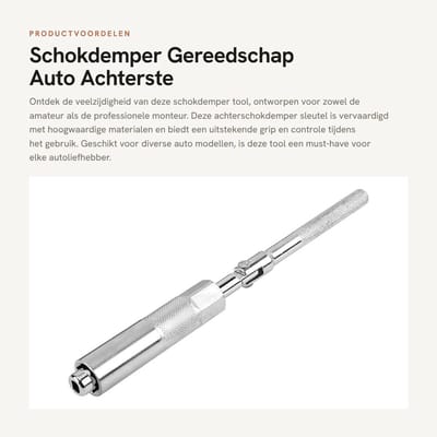 Dailygoods- Schokdemper Gereedschap - Achterste Inbussleutel - Slagvast - Antislip Handvat - Zeskant 17 mm - Lengte 270 mm - Schokbrekersleutel