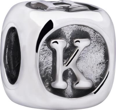 Quiges - 925 - Zilveren - Bedels -Sterling zilver - Beads - Alfabet Letter K Kraal Charm - Geschikt – voor - alle bekende merken - Armband Z434