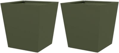 Plantenbakken Set - Bloempot Bak - Planten Verfraaien - Roestbestendig Staal - 40x40x40 cm - Olijfgroen
