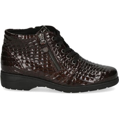 Caprice Bruine Lak Leren Dames Enkellaarzen - Bruin - 38