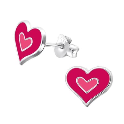 Aramat Jewels | Oorbellen | 925 Zilveren Hartjes Oorbellen Emaille Diverse Kleuren - Hart Oorstekers | 925-Zilver-5mm | | | Zilver | Kinderen, Volwassenen | Verkleurd niet