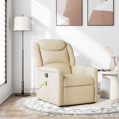 vidaXL - Massagestoel - verstelbaar - stof - crèmekleurig