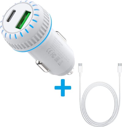 USB Autolader Snellader - Auto Lader met 1 USB QC 3.0 1 USB C Poorten - Oplader geschikt voor: Samsung Galaxy S24/S23/S22/S21/A55/A54/A13/A53/A25/A52/A24/A14/A42/A41 / Oppo / Xiaomi / Motorola / Sony / Nokia in de Auto - Autostekker - Car Charger