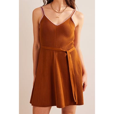 Boden Crochet-trim Knitted Dress Pumpkin Größe: 20R | Minikleider Outlet | Damen | Orange
